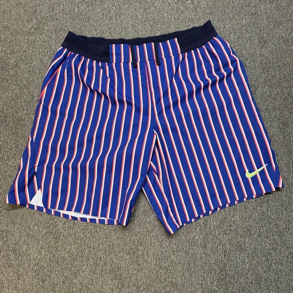 Nike Court Dri-FIT Slam Tennis Shorts Mens XL Blue Striped Pickleball